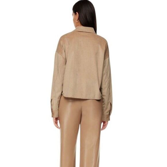 Aritzia Babaton Graydon Corduroy Shirt M Button Up Cropped Camel Tan Long Sleeve - Picture 9 of 16